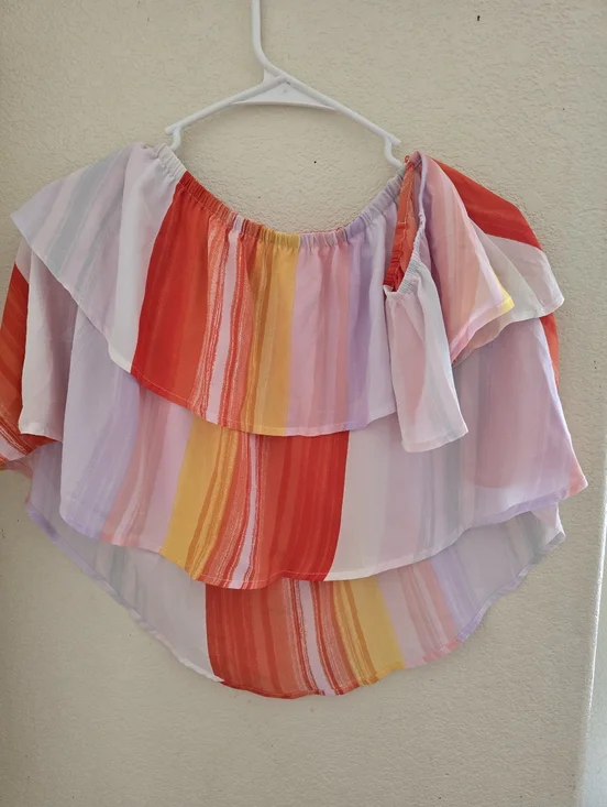 NWT BuddyLove Stripe Ruffle Off Shoulder Top S - Picture 5 of 5